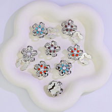 欧美跨境时尚炫彩水钻花朵衬衣袖扣衣领领扣乌龟扣百搭纽扣套配饰