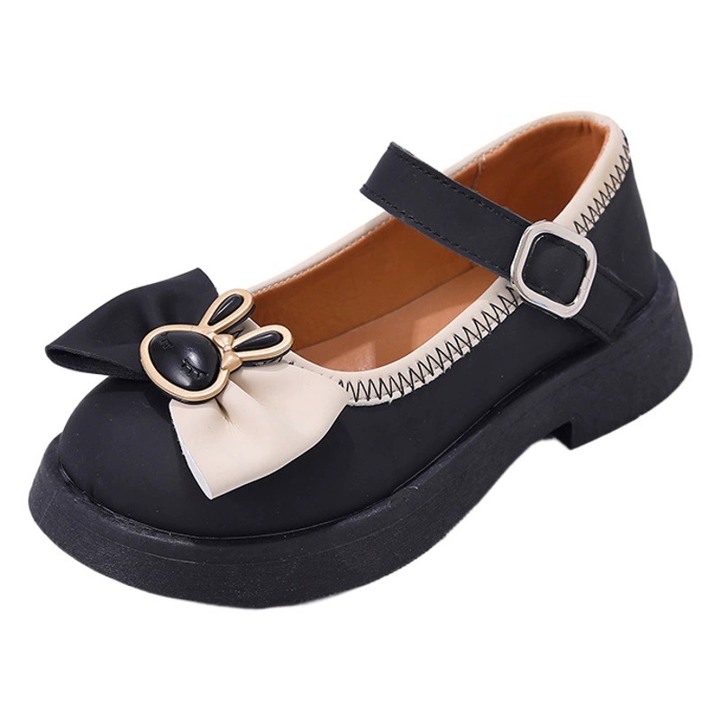 Женская обувь Детская Маленькая кожаная обувь Весна и осень 2023 Новые женские детские одиночные туфли принцессы на мягкой подошве Весенние черные