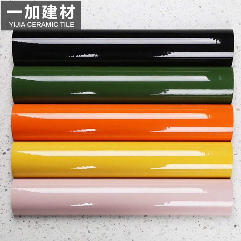 Плитка для магазина чая HiTea, полукруглая отделка по талии, 50X300, темно-зеленая кромочная полоса, однотонная кромочная трубчатая плитка.