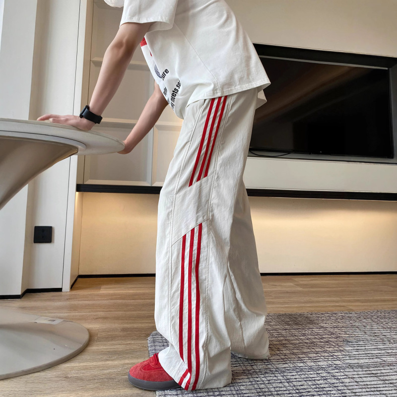 Source Factory Three-Stripe Pants Men's Summer Sports Long Pants Loose Straight Wide-Leg Casual Pants Summer Thin Style Source Factory Three-Stripe Pants Men's Summer Sports Long Pants Loose Straight Wide-Leg Casual Pants Summer Thin Style