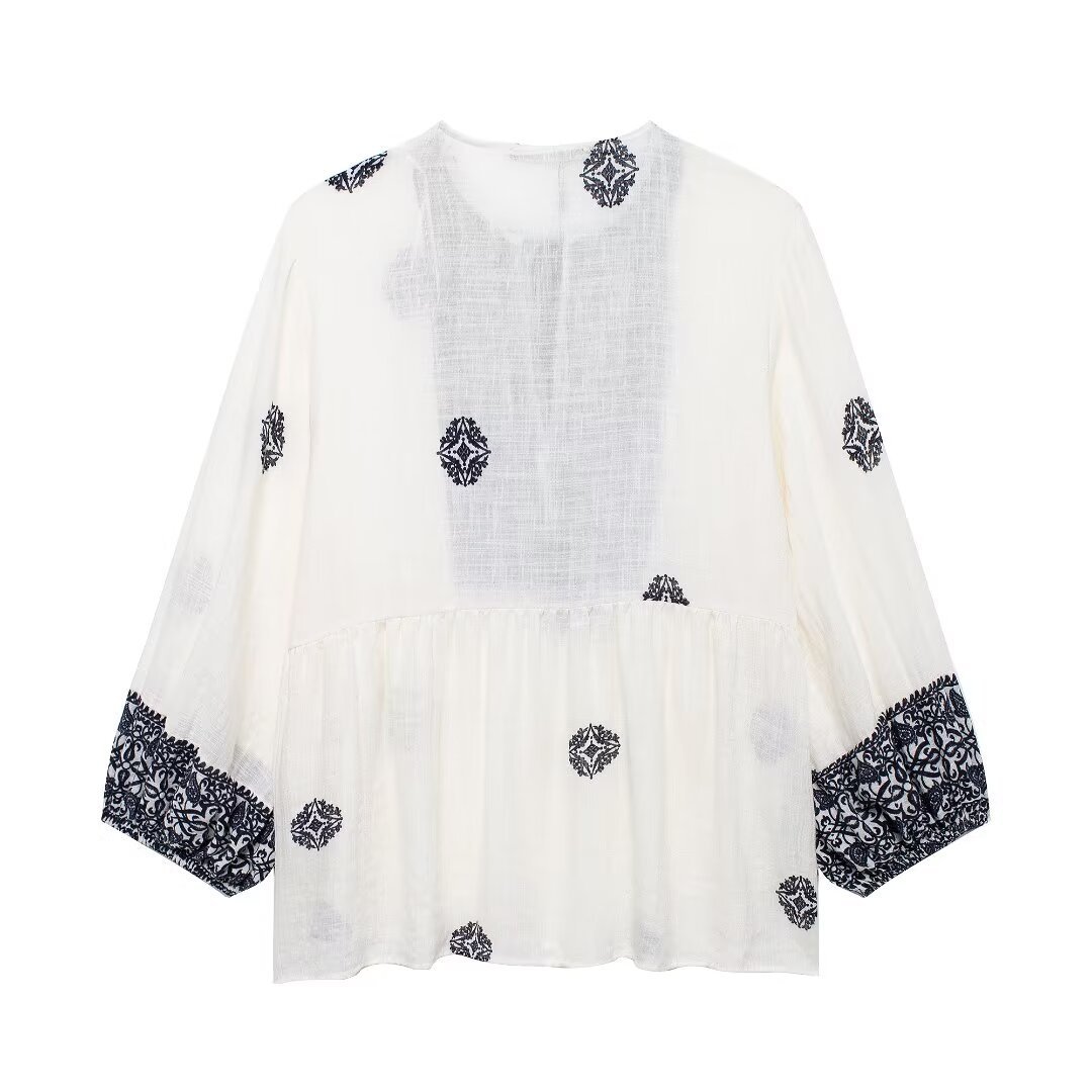 2024 Summer New Women's Printed Vacation Style Shirt_voghion.com