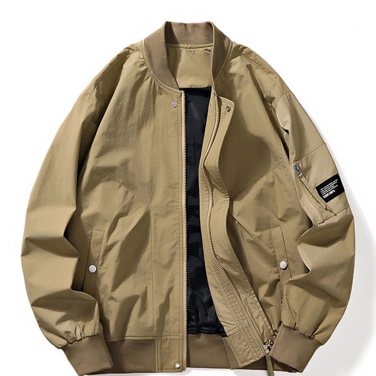 Chaqueta voladora de primavera y otoño para hombre, ropa de trabajo holgada con múltiples bolsillos, chaqueta de cuello alto informal, marea