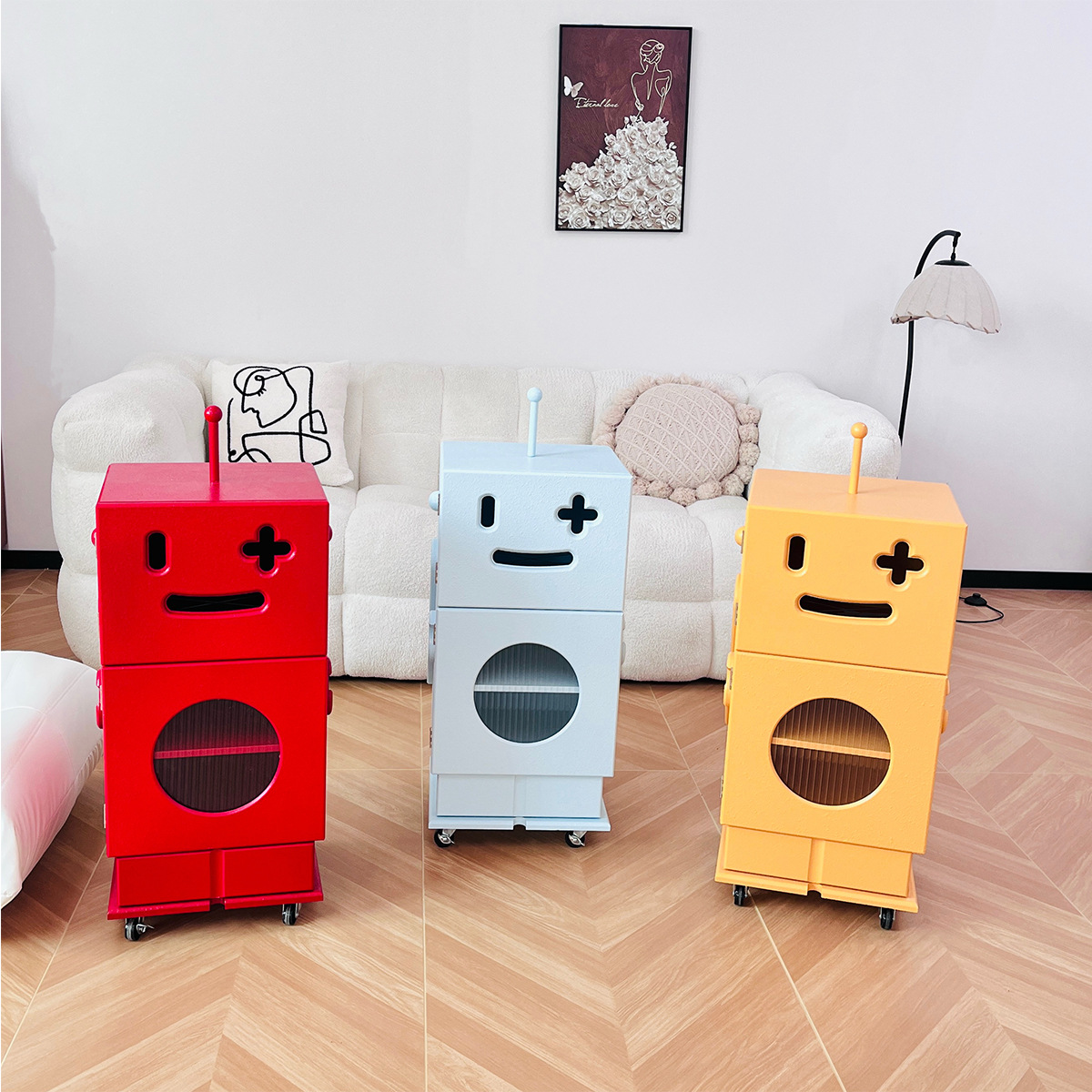 Modern Robot Side Table, Corner Table, Sofa Side Cabinet, Storage Cabinet, Bedside Table, Display Cabinet, Decorative Cabinet, Movable