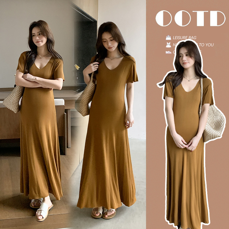 Real Shot in Stock, New Summer Maternity Wear, High-Quality Maternity Dress, Lazy Maternity Dress