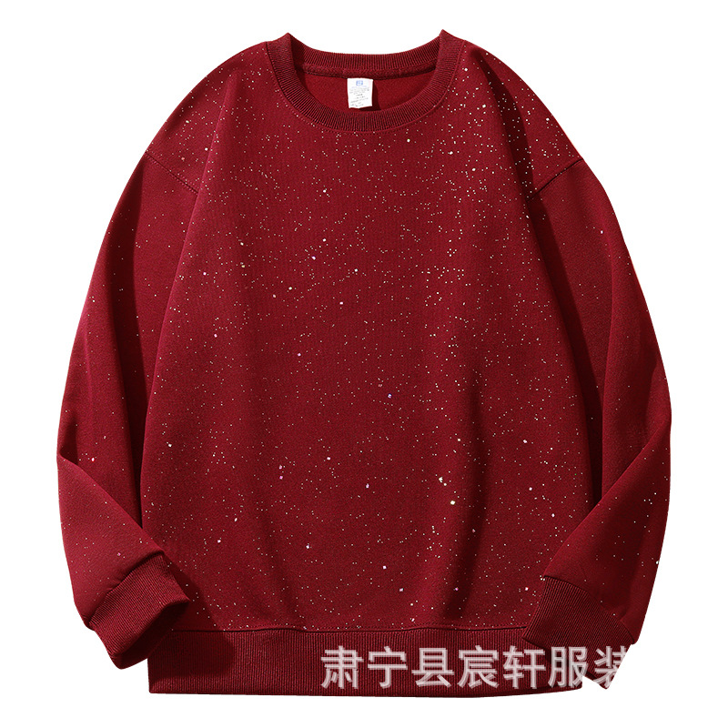 버건디 - 안개꽃 라운드넥