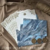 3 sea blue envelopes + 10 white rose stationery + 3 fire paint stickers