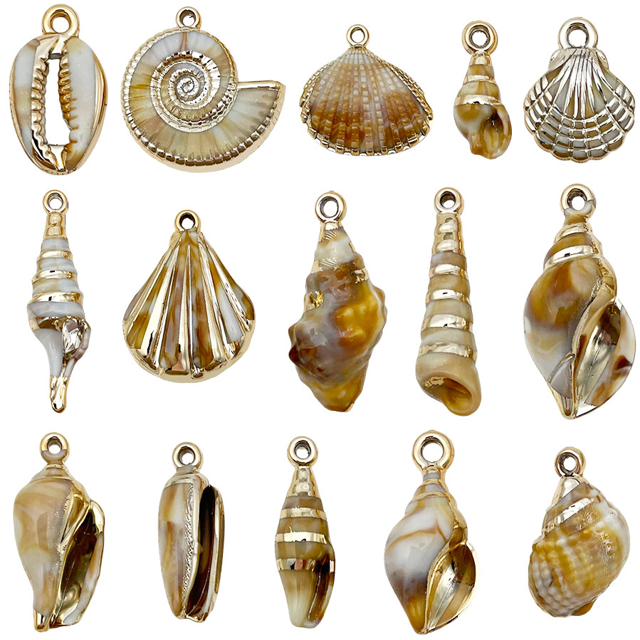 Láser Acrílico dorado Phnom Penh Shell Accesorios pequeños Collar de bricolaje Pulsera Pendientes Accesorios de joyería al por mayor