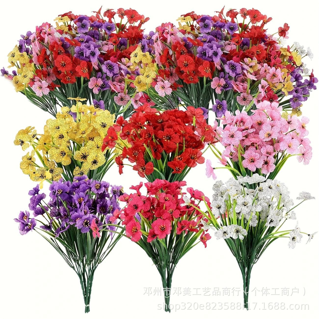 Amazon Artificial Flowers Anti-Uv Spring Grass Violet Water Grass Silk Screen Cloth Flowers Artificial Flowers Outdoor Decoration Fake Flowers