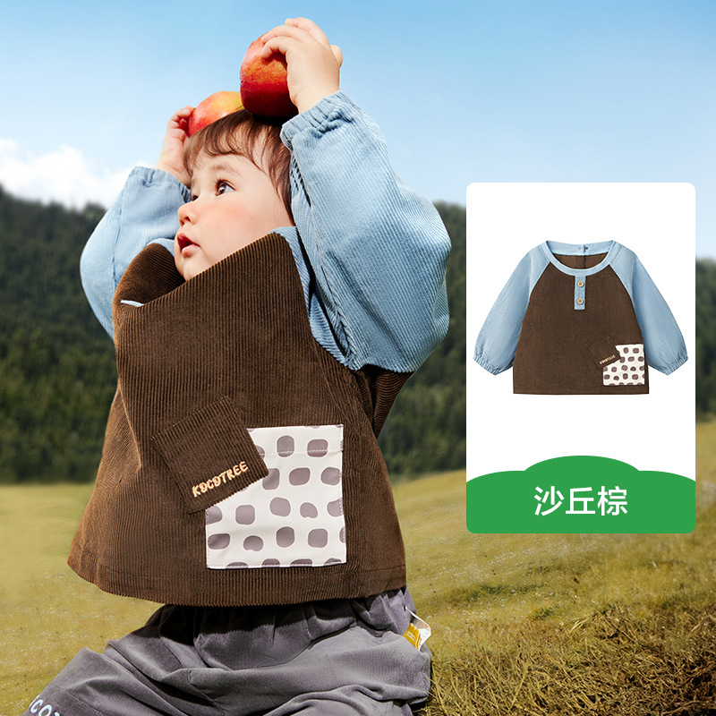 KK árbol algodón impermeable bebés comidas bacon anti-desgaste delantal de los niños tela de terciopelo abrigo de jardín de infantes bolsillo de comida antisucia