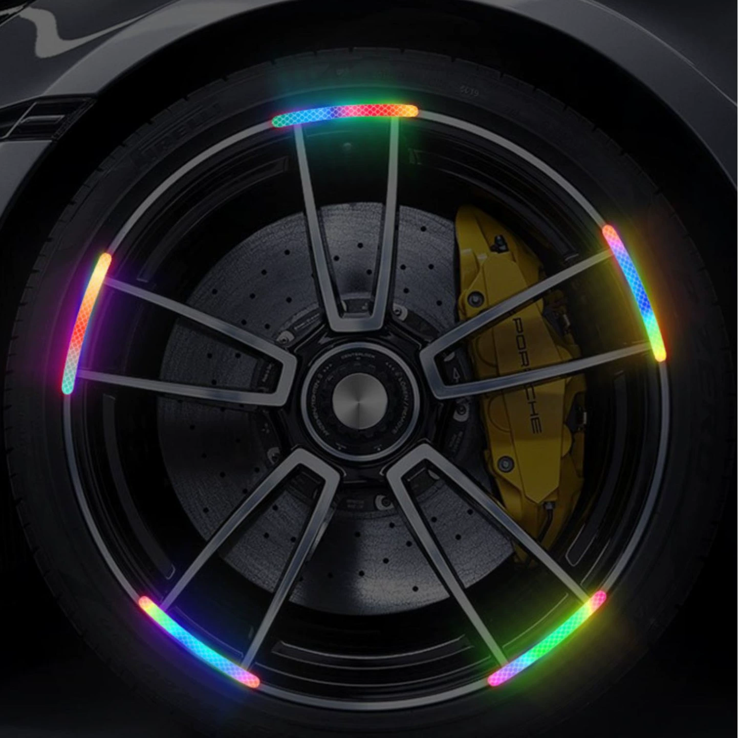 Светоотражающие наклейки на ступицу колеса автомобиля, предупреждающие наклейки для шин, радужные персонализированные креативные серебряные наклейки для мотоцикла, электромобиля, украшения