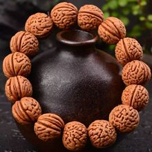 明星同款山桃核脑纹圆珠文玩手持串档位车挂男女礼物平安兔年手串