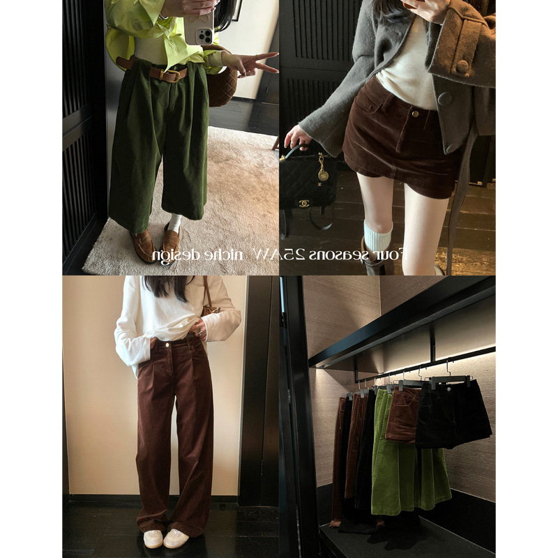 Ouyang 9/22 20:00 [Autumn and Winter Vintage Style Corduroy Shorts, Mid-Length Pants, Long Pants]