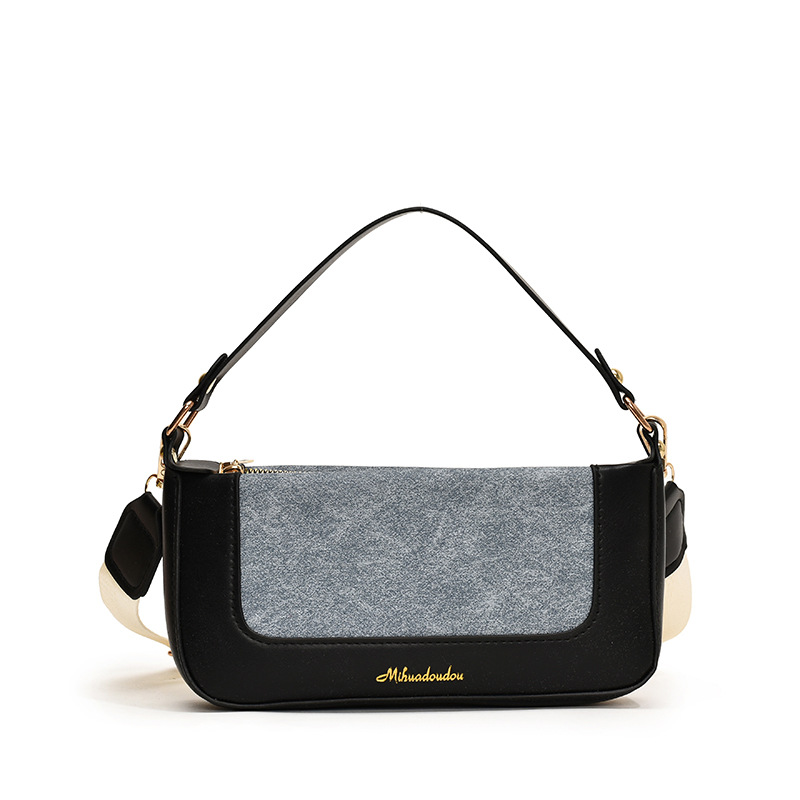 Estilo coreano empalme color contraste pequeño bolso cuadrado femenino popular de este año retro pequeño bolso de compras literario simple bolso de mensajero de un solo hombro marea