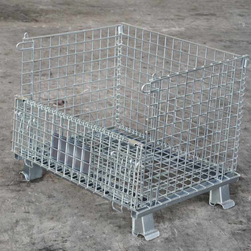 厂家仓储笼折叠铁框加厚蝴蝶笼物流家用周转箱铁笼网格快递分拣笼