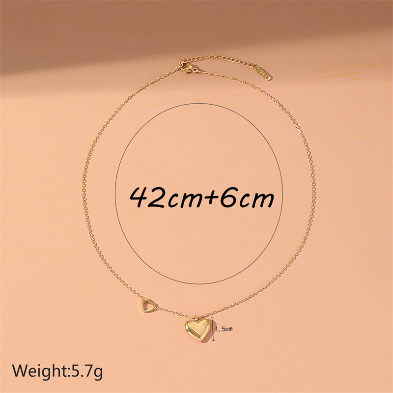 Mode Herzform Titan Stahl Eingelegtes Gold Halskette Mit Anhänger display picture 6