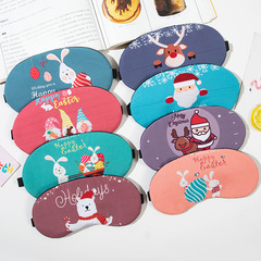 聖誕節卡通冰敷睡眠眼罩冰袋兒童透氣熱敷眼罩遮光麋鹿圖案可批發