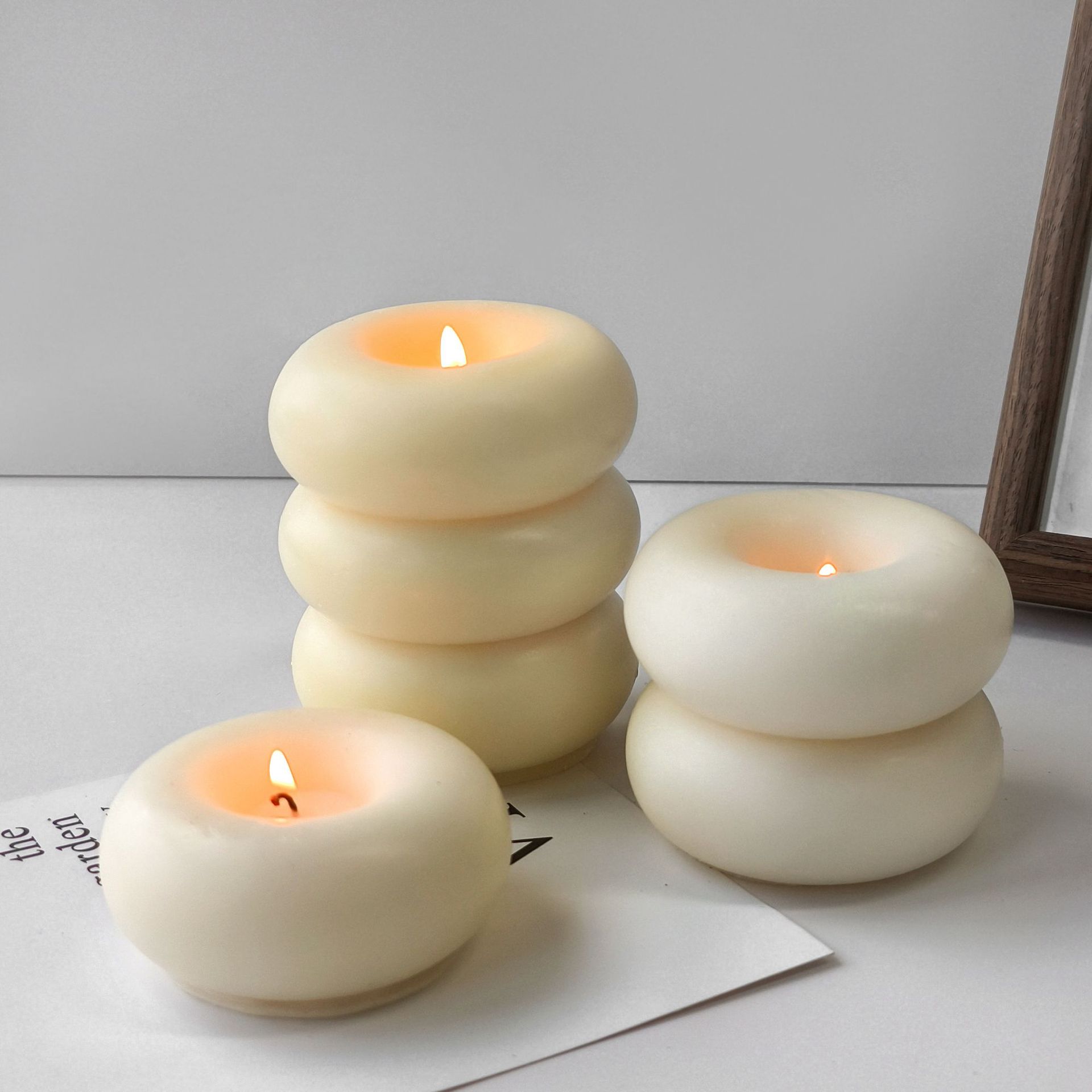 Molde de vela de donut geométrico transfronterizo de tres círculos