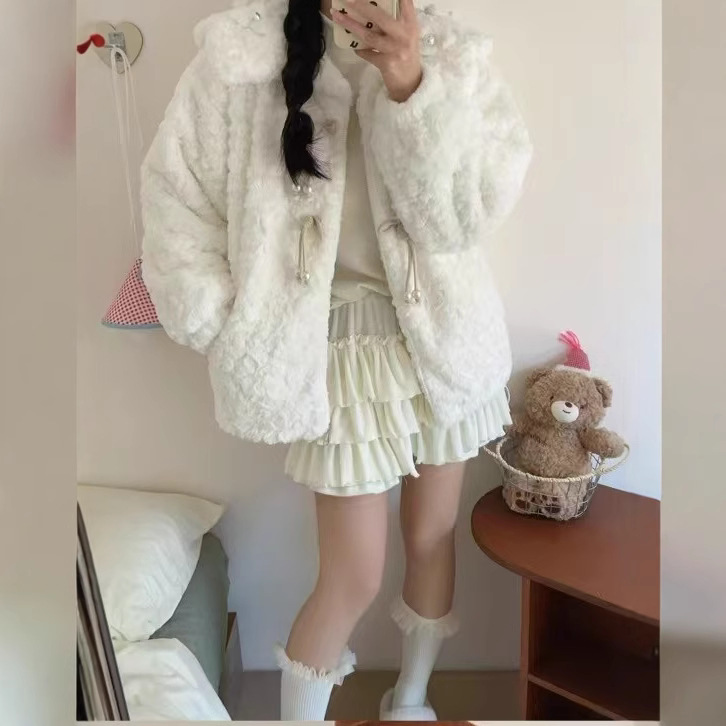 (2개) 가을과 겨울 게으른 카디건 니트 루즈 화이트 재킷