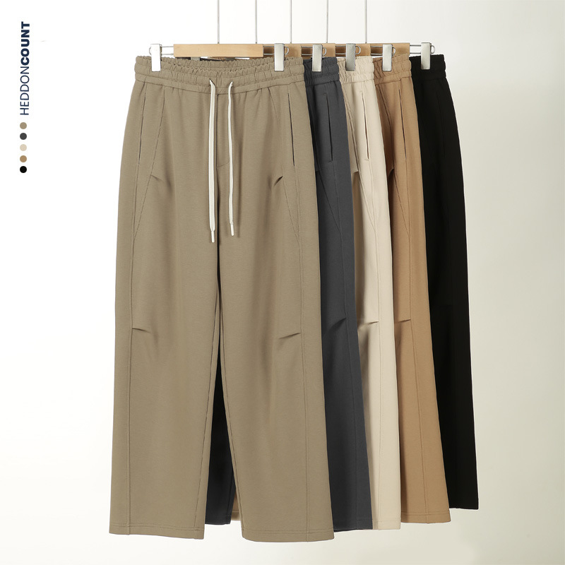 Men's Clothing men's casual pants men's 2024 autumn new black loose wide leg straight pants versatile slim trousers men_voghion.com