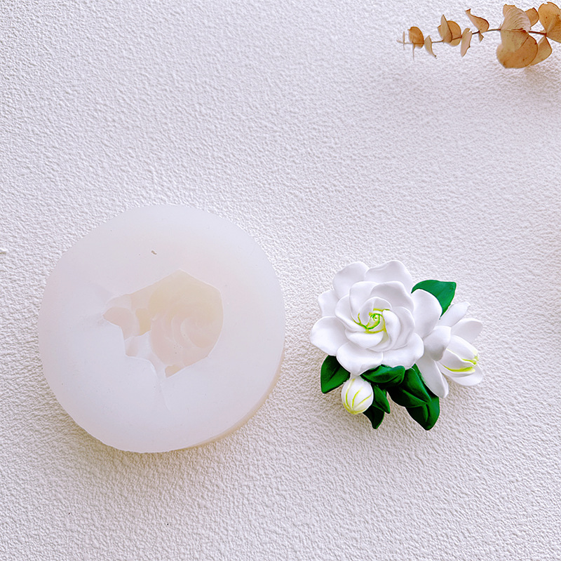 Gardenia serie coche aromaterapia yeso vela molde de silicona DIY pastel chocolate Decoración