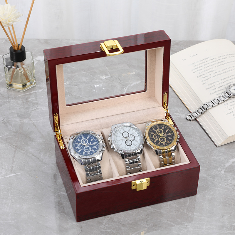Factory in stock 3-position oil injection watch box counter high-end display watch box Huaqiang North watch special packaging box
