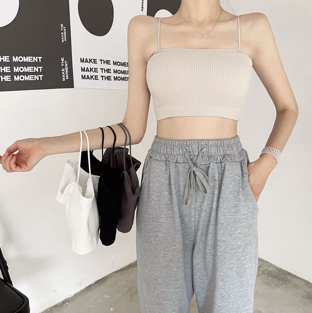 2021新款一體式短款美背裹胸無鋼圈少女吊帶背心外穿時尚百搭抹胸