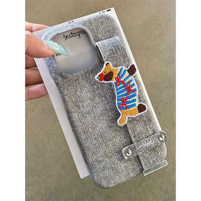 Ins nueva pulsera de perro salchicha de color sólido para iPhone 15ProMax funda para teléfono móvil 14 Apple 13Pro Mujer 12
