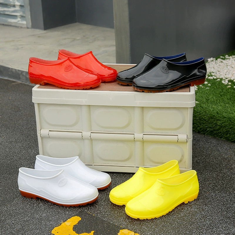 Мужские низкие белые водонепроницаемые туфли для работы в сфере общественного питания, весенние и осенние дождевые туфли, кухонные нескользящие туфли, водонепроницаемые резиновые туфли, прочные рабочие туфли.