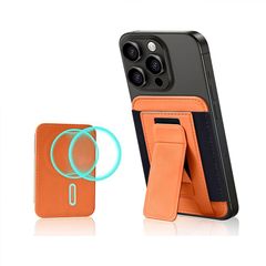 iPhone17/16対応 Magsafe強力磁気カードホルダー ゴム製スタンド 多カードスロット 弾性スタンド カードホルダー