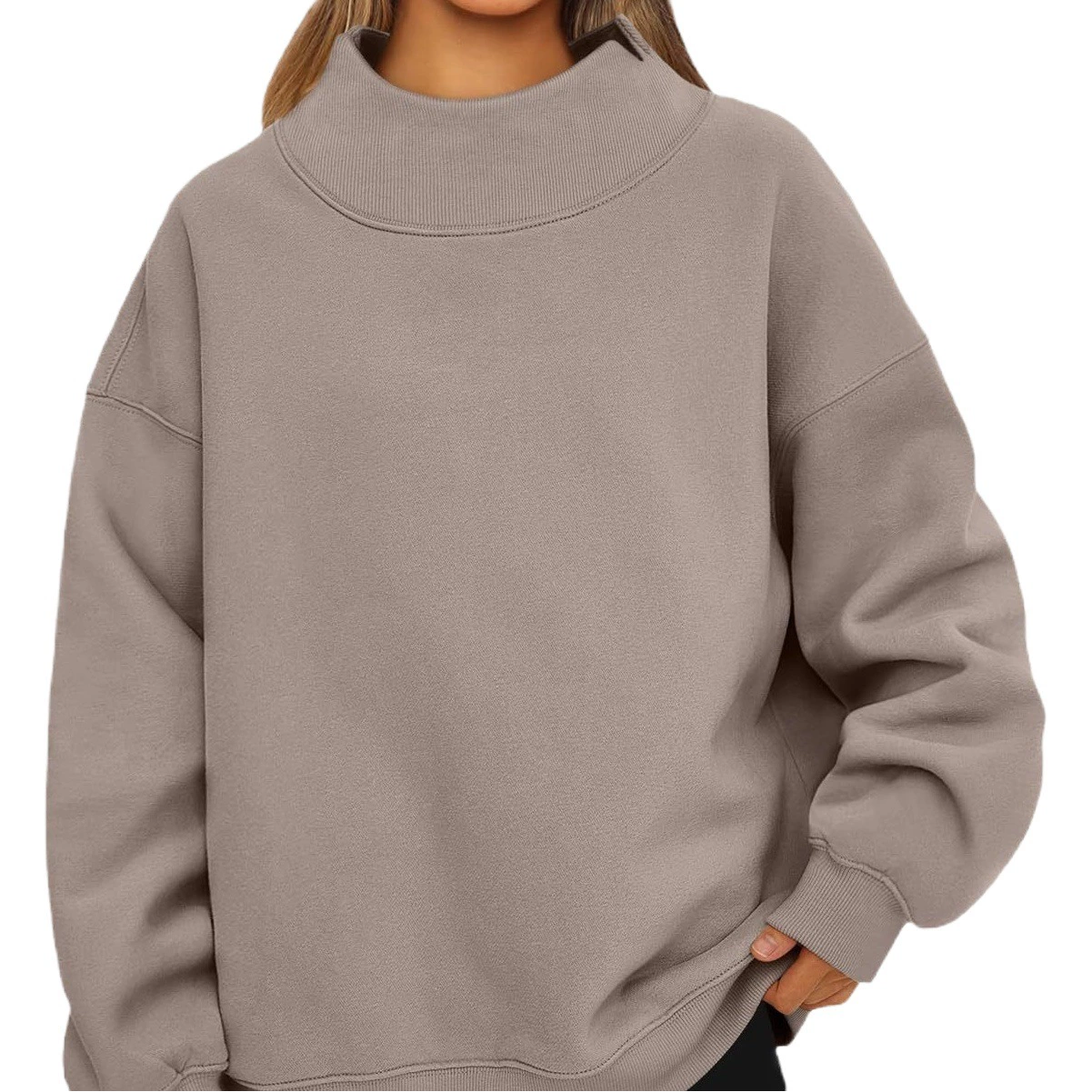 Amazon 2025: толстовка в европейском и американском стиле, водолазка с длинными рукавами, пуловер, толстовка, повседневная толстовка, топ на флисовой подкладке для женщин