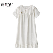 咪熙猫夏季新款纯棉睡裙女薄款短袖学生睡衣春夏公主风裙子T