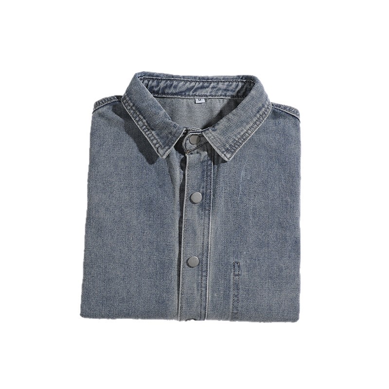 Camicia in denim retrò, giacca alla moda con colletto ampio, top da uomo_voghion.com