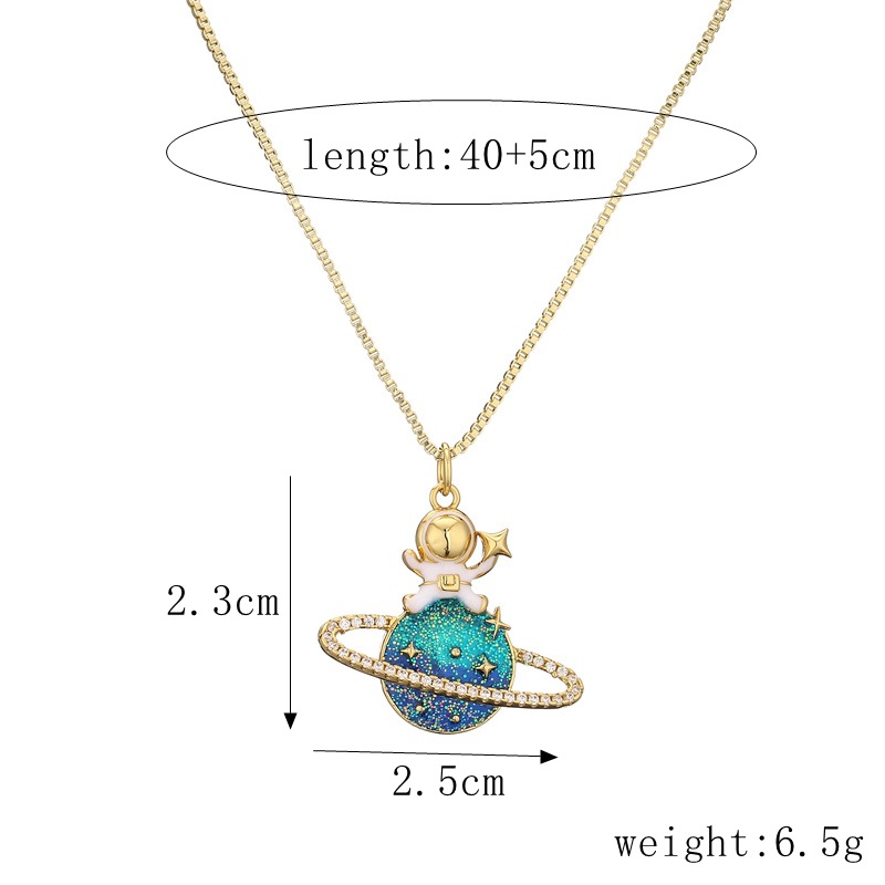 Cute Earth Star Unicorn Copper Inlay Zircon Pendant Necklace 1 Piece