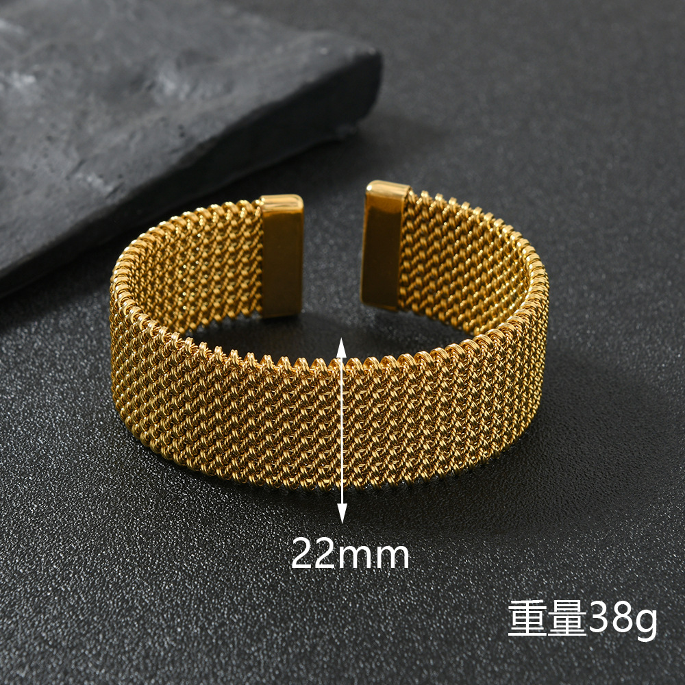 Europa y América venta caliente pulsera de malla de acero lujoso ligero temperamento C abertura pulsera mujer oro 18k joyas de acero inoxidable