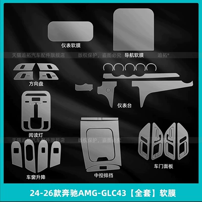 Car interior film AMG GLC43: interior protective film, dashboard - 2024-2026-mercedes-benz-amg-glc43-full-set-soft-film