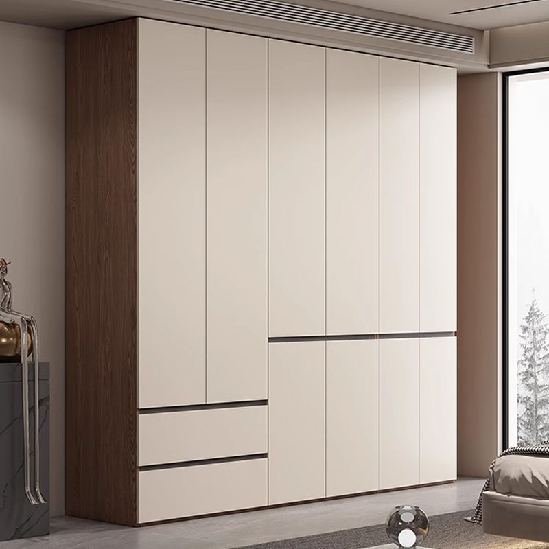 Hidden Handle Segmented One-Door Solid Wood Simple Wardrobe Home Bedroom Storage Cabinet Overall Large Wardrobe