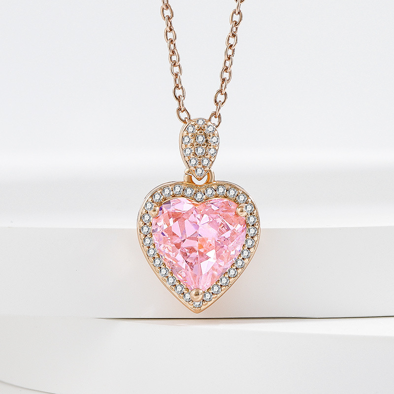 Copper Material Heart Shape Pattern Wholesale Jewelry Elegant Modern Style Heart Shape Copper Zircon Plating Jewelry Set Cable Chain Box Chain