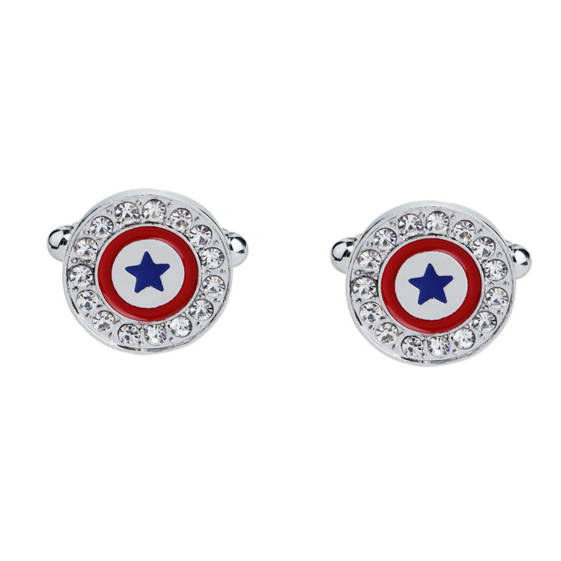 European French Geometric Diamond-studded Shirt Dress Cuff Links display picture 2