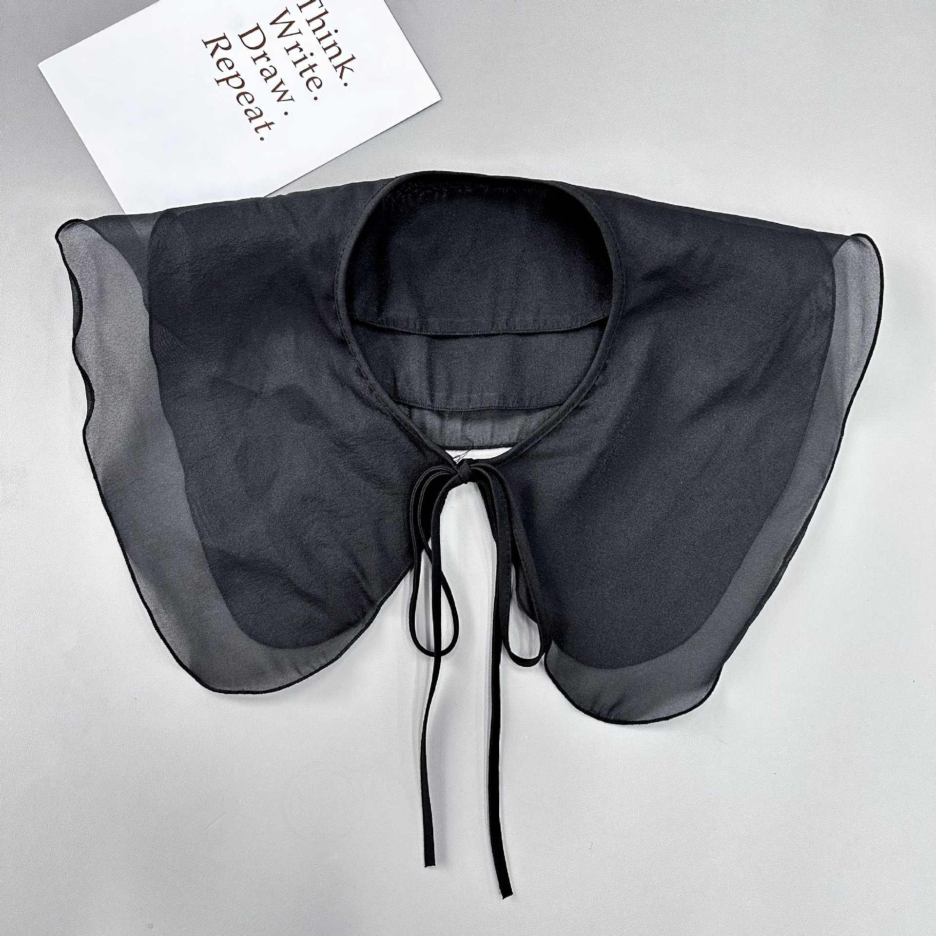 Pequeño viento fragrante blanco y negro de doble color cuello de chiffón de lazo falso moda moda moda de ropa de estilo único cuello coreano image 8