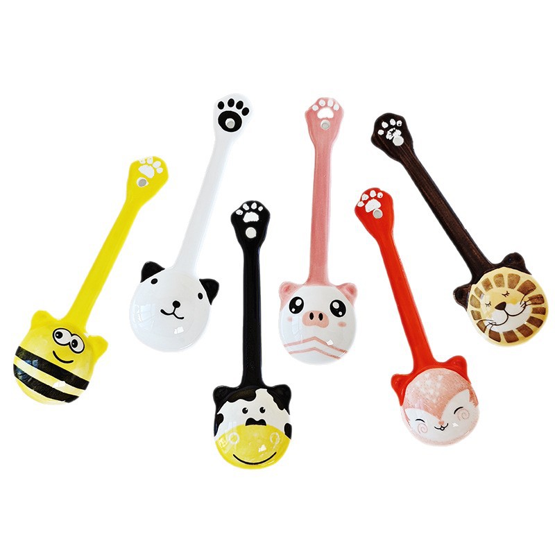 Cucharas de dibujos animados de cerámica creativa al por mayor cucharas de red cucharas rojas cucharas de sopa cucharas de animales lindos cucharas de alargar cucharas