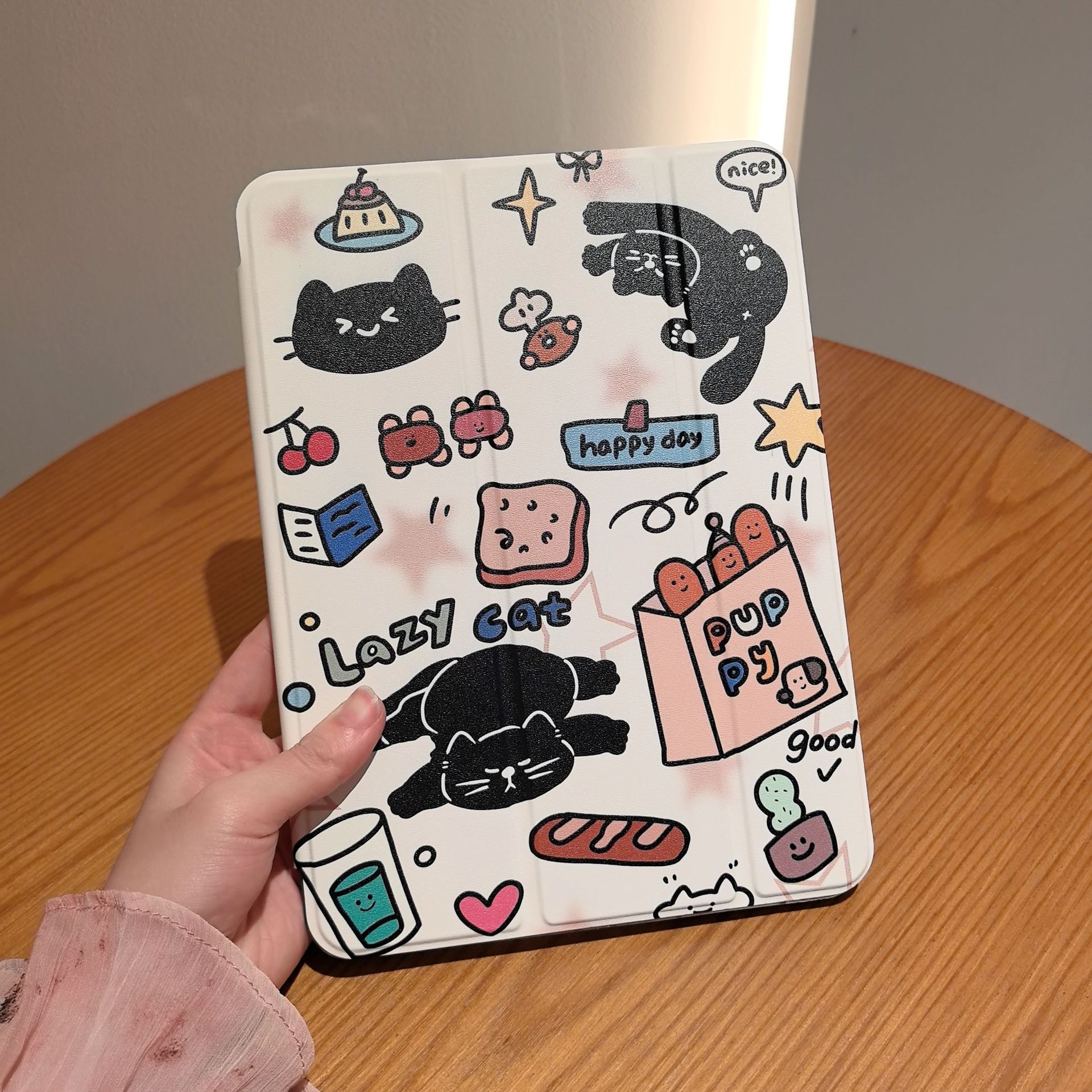Graffiti's New iPad Protective Case Is Suitable for Apple A16 Three-Fold 11inch Pro Without Pen Slot Air7/6/5 Anti-Bend