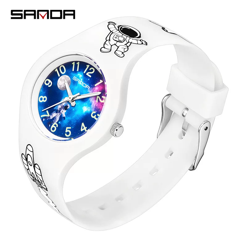 Space children's creative electronic quartz watch, print, simple and elegant design