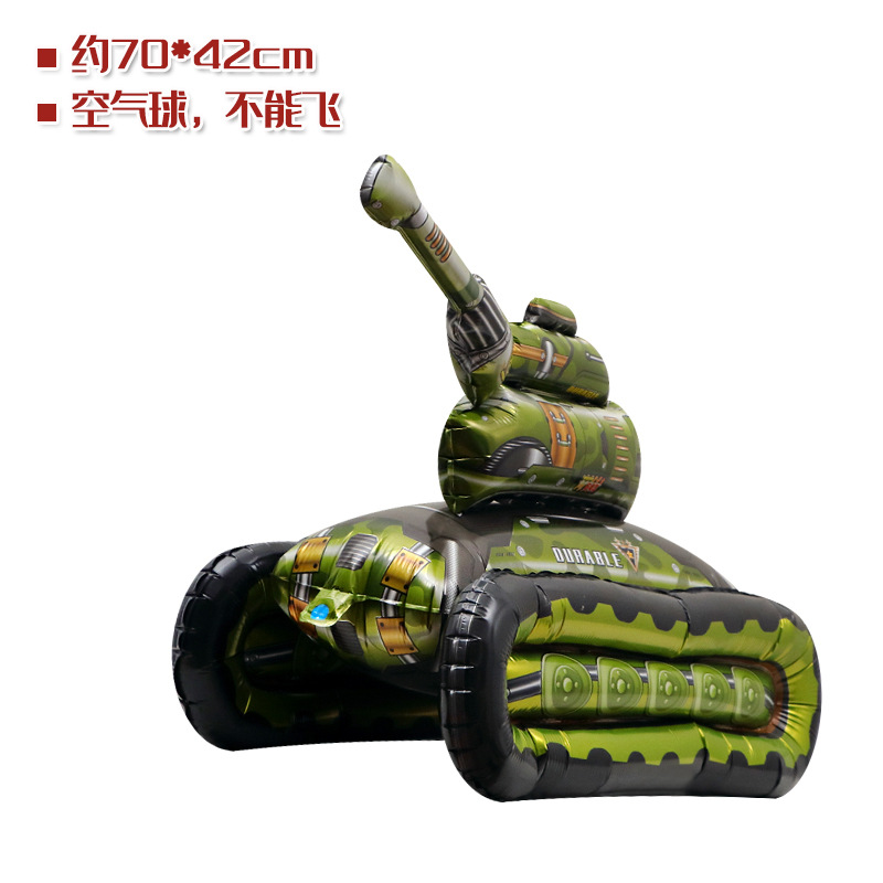 Fiesta de cumpleaños del niño globo tridimensional forma de coche de dibujos animados película de aluminio globo excavadora avión nave militar vehículo tanque