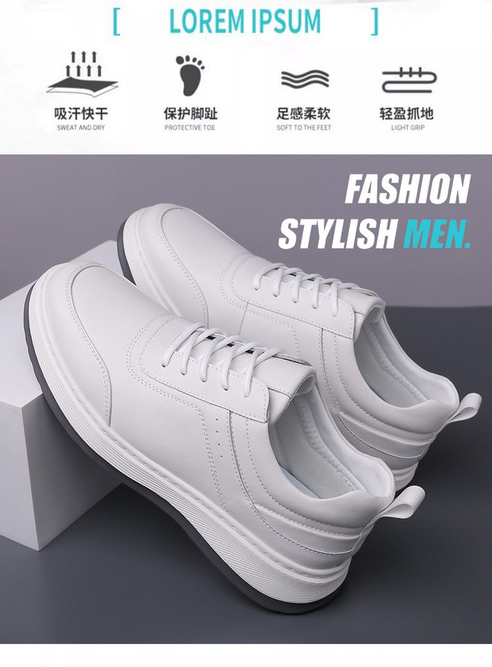 Giày thể thao nam sneaker da lộn phối màu, đế cao su EVA êm chân, buộc dây, gót 3-5 cm — h2506 trắng, h2506 đen chi tiết 4