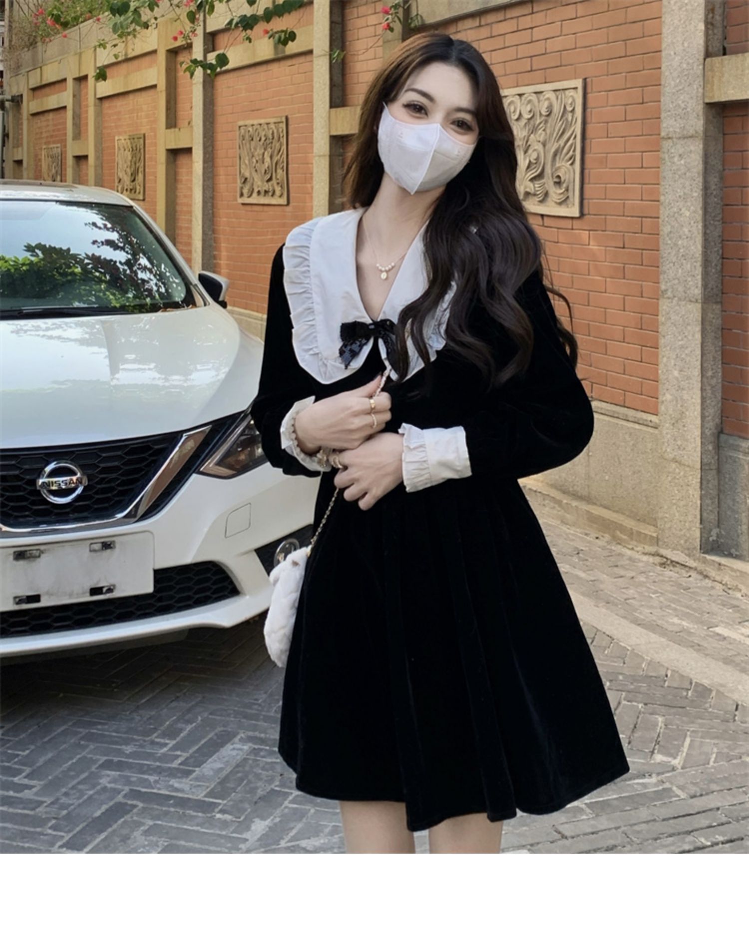 Autumn black retro dress