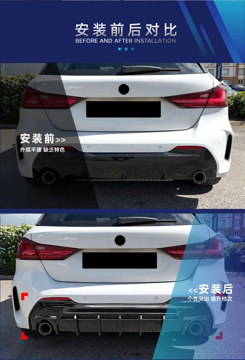 Suitable for BMW 1 Series F40 M Sport 2019-2024 rear lip spoiler body kit modification parts