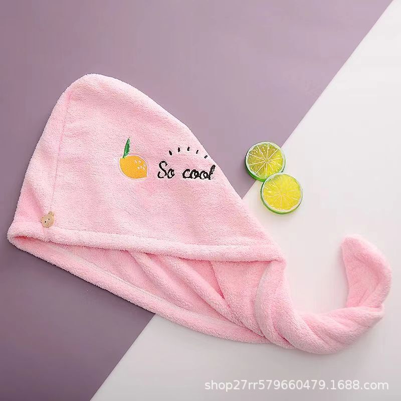 Coral velvet embroidered hair drying cap for women strong absorbent quick-drying women's long hair towel head towel shower cap headscarf thickened Coral velvet embroidered hair drying cap for women strong absorbent quick-drying women's long hair towel head towel shower cap headscarf thickened