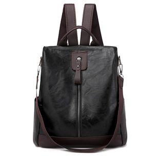 Cross-border Women's Backpack Women's 2022 New PU Women's Bag European and American Retro Casual Outdoor Travel Backpack Anti-theft Bag