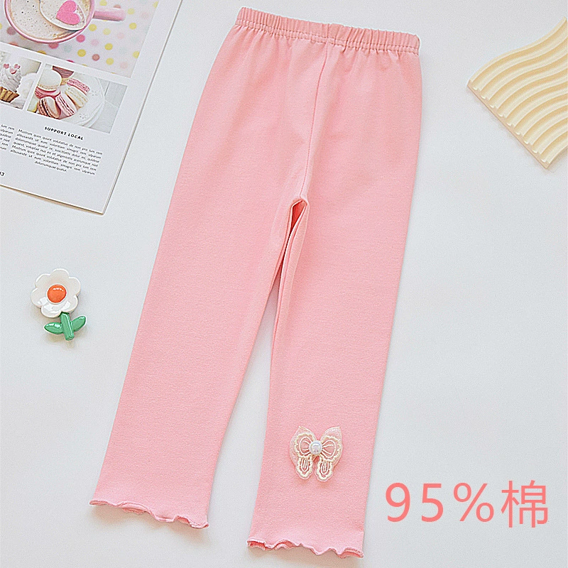 Leggings, summer thin white children's trousers, combed cotton