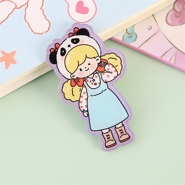 漫画クリエイティブアクリルブローチドーパミン女の子かわいいバッジ子供装饰ピンストラップアクセサリー卸売|undefined